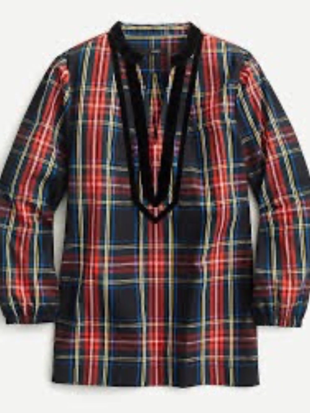J.Crew Holiday  Tunic with Black Velvet Embellishment Stewart Tartan Size Small